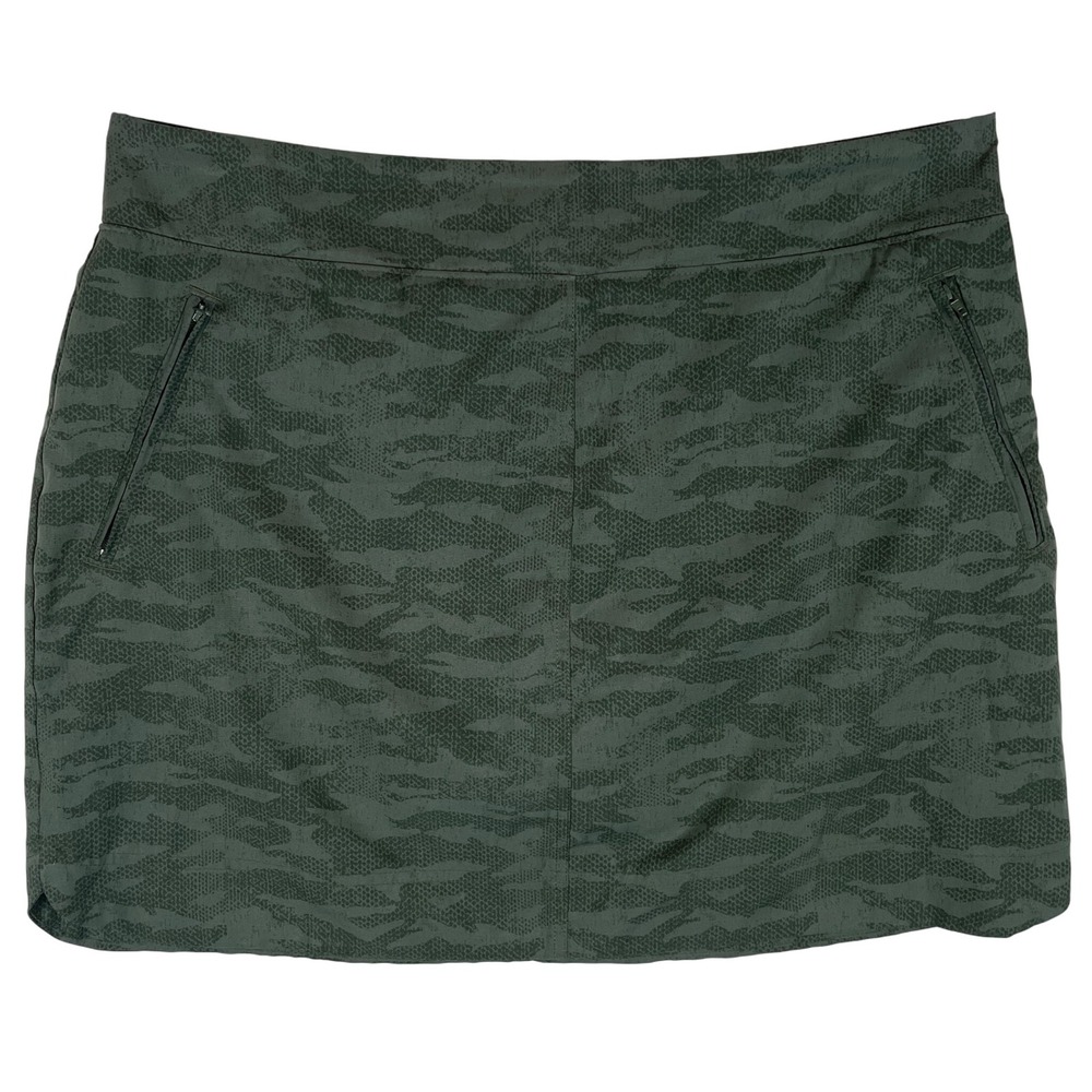 Orvis Womens Camo Golf Skirt Size Large Athletic Skort Pockets Zip Pockets